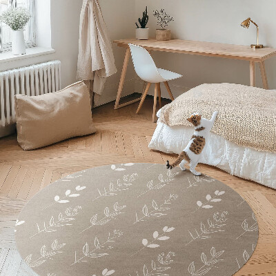 Vinyl rug Delicate leaves and twigs in boho style
