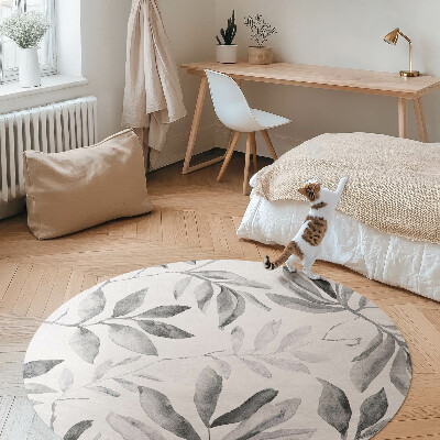 Vinyl rug Watercolor monochrome fine leaves