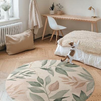 Vinyl floor rug Watercolor fine branches and leaves boho