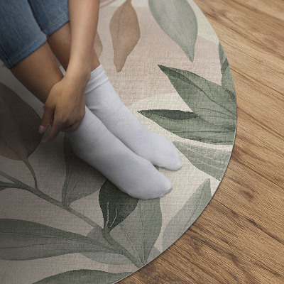 Vinyl floor rug Watercolor fine branches and leaves boho
