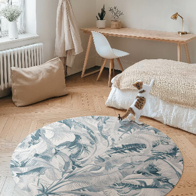 Vinyl floor rug Elegant glamour blue plant leaves