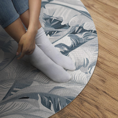 Vinyl floor rug Elegant glamour blue plant leaves