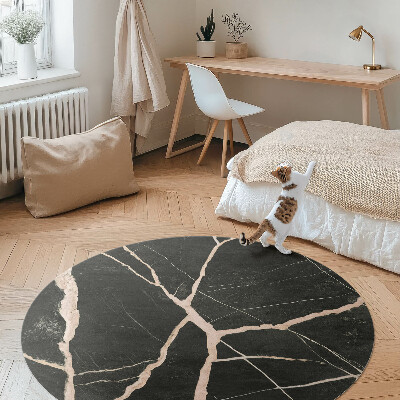 Pvc rug Dark cracked marble glamour contrast