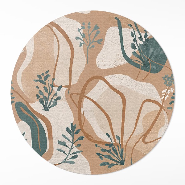 Vinyl rug Painted boho plants and abstract spots