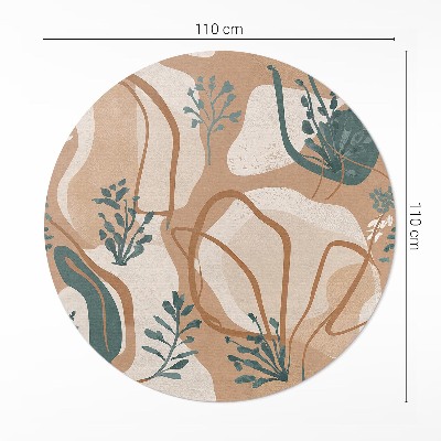 Vinyl rug Painted boho plants and abstract spots
