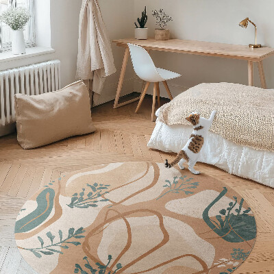 Vinyl rug Painted boho plants and abstract spots
