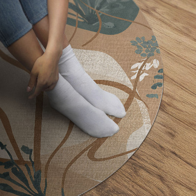 Vinyl rug Painted boho plants and abstract spots