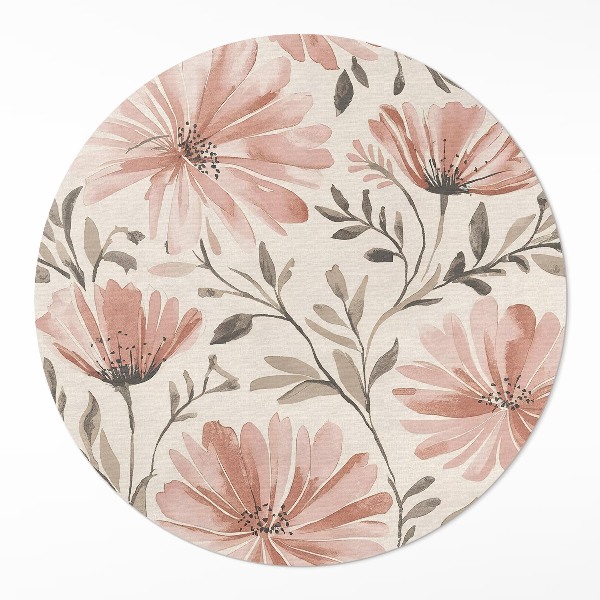 Vinyl rug Beautiful decorative flowers delicate watercolor