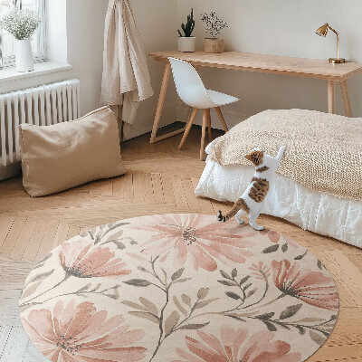 Vinyl rug Beautiful decorative flowers delicate watercolor