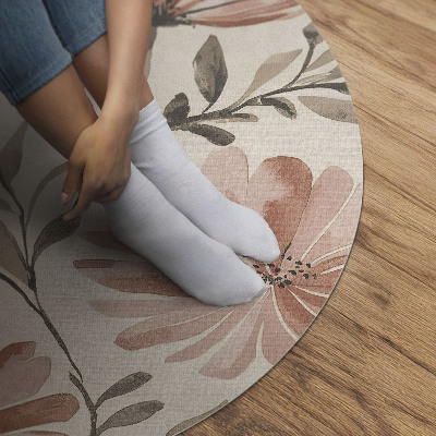 Vinyl rug Beautiful decorative flowers delicate watercolor