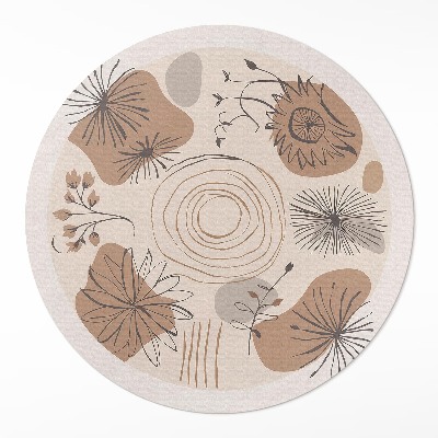 Vinyl floor rug Spots lines and plants abstract pattern boho