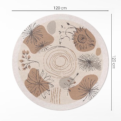 Vinyl floor rug Spots lines and plants abstract pattern boho