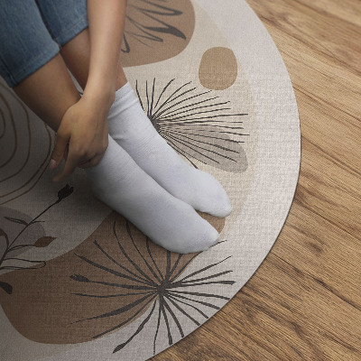 Vinyl floor rug Spots lines and plants abstract pattern boho