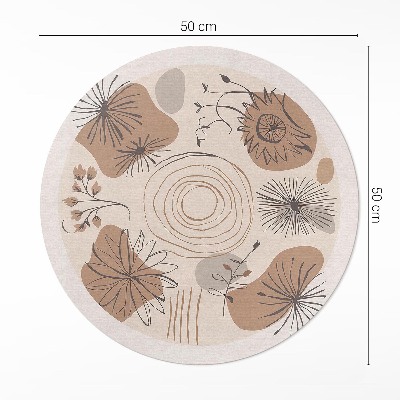 Vinyl floor rug Spots lines and plants abstract pattern boho