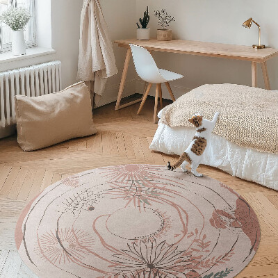 Pvc rug Flowers and plants boho pattern