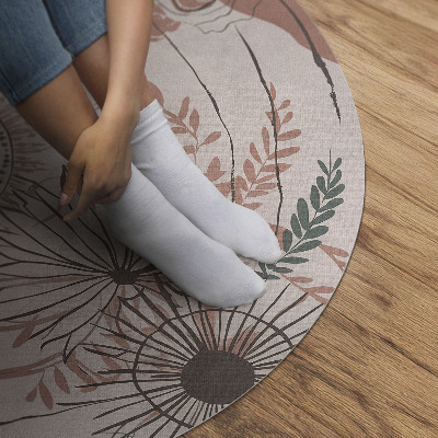 Pvc rug Flowers and plants boho pattern