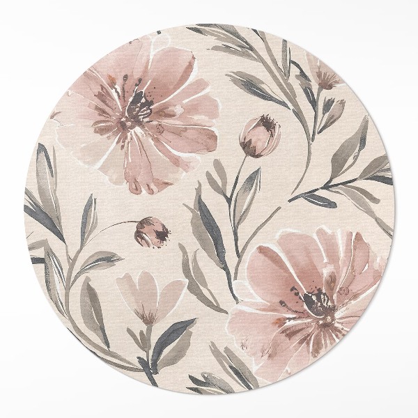 Vinyl rug Pale watercolor delicate flowers and leaves