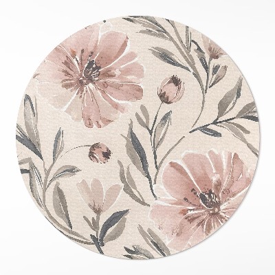 Vinyl rug Pale watercolor delicate flowers and leaves