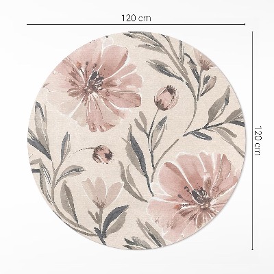 Vinyl rug Pale watercolor delicate flowers and leaves