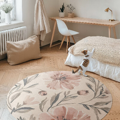 Vinyl rug Pale watercolor delicate flowers and leaves