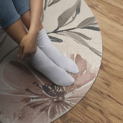 Vinyl rug Pale watercolor delicate flowers and leaves