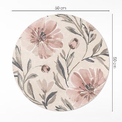 Vinyl rug Pale watercolor delicate flowers and leaves