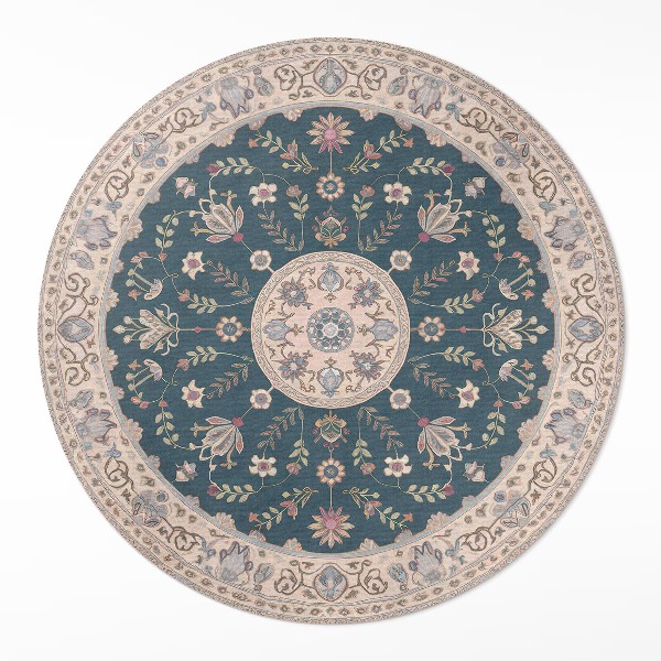 Vinyl floor rug Ornament with flowers and leaves pattern vintage