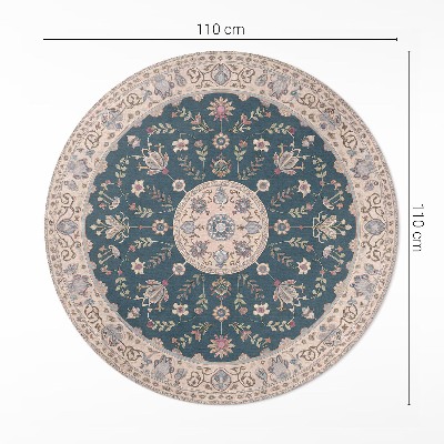 Vinyl floor rug Ornament with flowers and leaves pattern vintage
