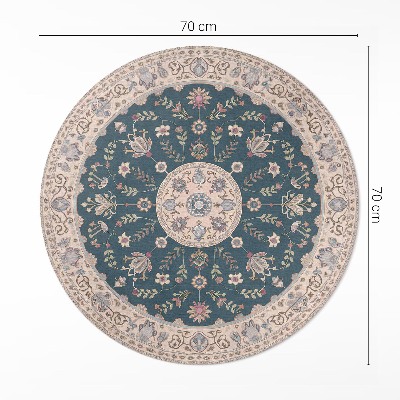 Vinyl floor rug Ornament with flowers and leaves pattern vintage