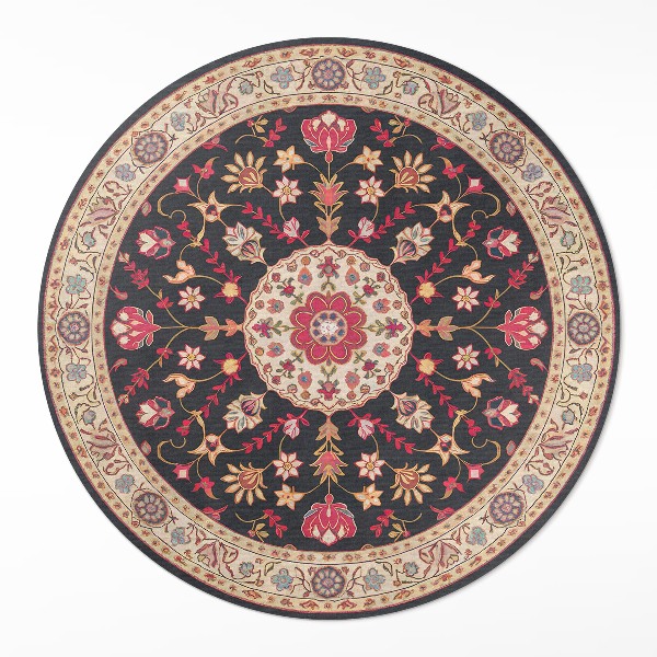 Vinyl rug Ornament with flowers and leaves style Turkish