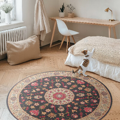 Vinyl rug Ornament with flowers and leaves style Turkish