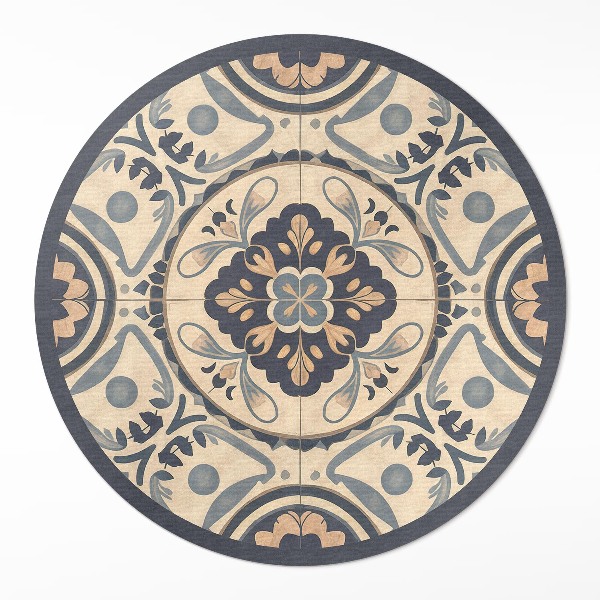 Vinyl floor rug Vintage mosaic with plant motif