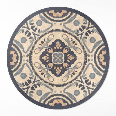 Vinyl floor rug Vintage mosaic with plant motif