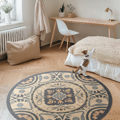Vinyl floor rug Vintage mosaic with plant motif