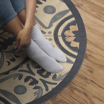 Vinyl floor rug Vintage mosaic with plant motif