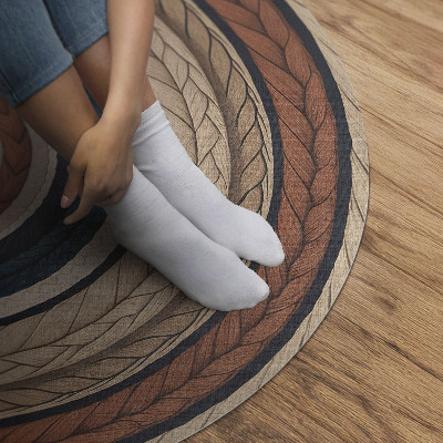 Vinyl rug Knitted rope in natural tones