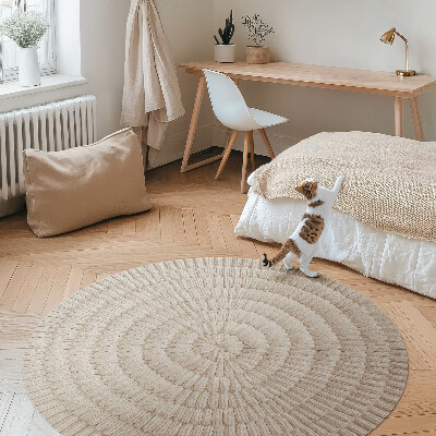 Vinyl floor rug Knitted pattern in shades of beige
