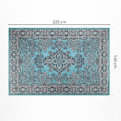 Pvc rug Blue decorative pattern floral motif