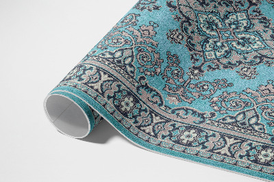 Pvc rug Blue decorative pattern floral motif