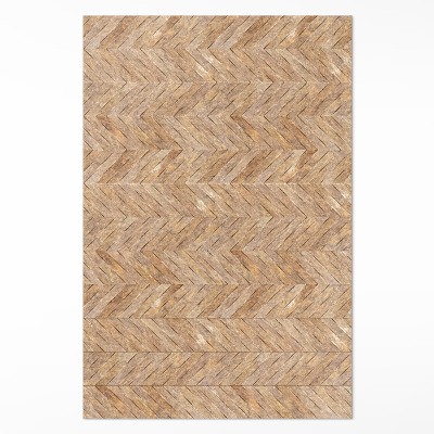 Vinyl rug Vintage wooden parquet flooring herringbone