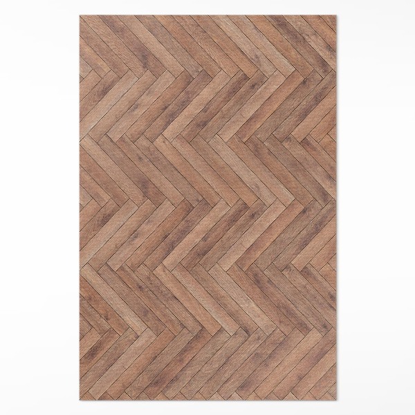 Pvc rug Stylish herringbone wooden parquet