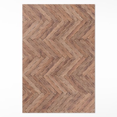 Pvc rug Stylish herringbone wooden parquet