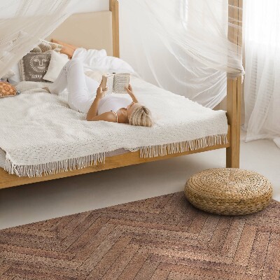 Pvc rug Stylish herringbone wooden parquet