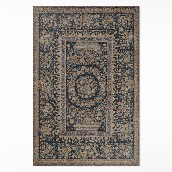 Vinyl floor rug Decorative floral pattern in old style