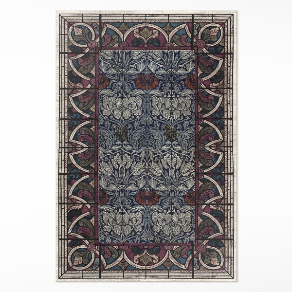 Vinyl rug Gothic red stained glass