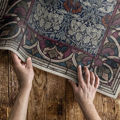 Vinyl rug Gothic red stained glass