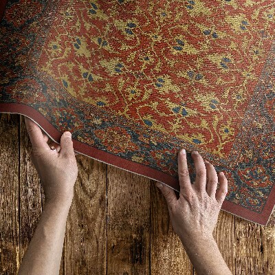 Vinyl floor rug Red, blue and yellow retro pattern