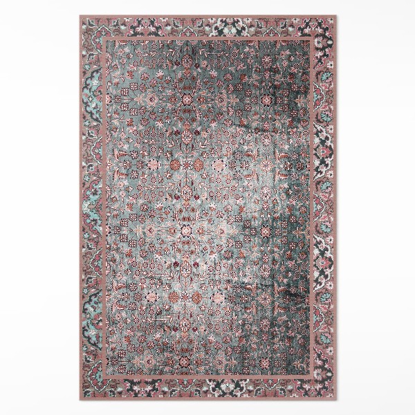 Pvc rug Retro aged floral pattern