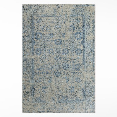 Vinyl rug Blue floral faded pattern