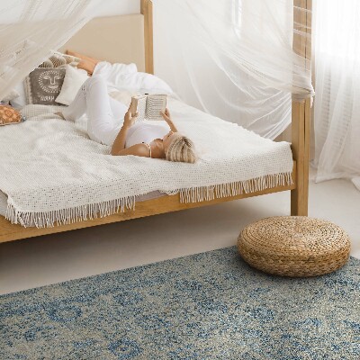 Vinyl rug Blue floral faded pattern